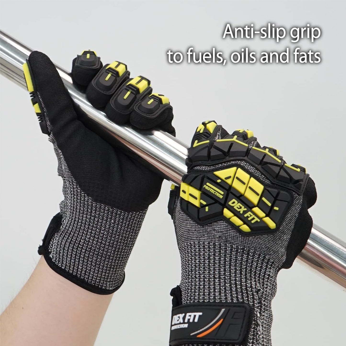 SSG513 Impact Stainless Steel Cut Resistant Gloves, ANSI A5, Durable Non-Slip Nitrile Grip, Touchscreen, Comfort Stretchy Fit, Thin & Breathable, Machine Washable; Gray L (9), 1 Pair