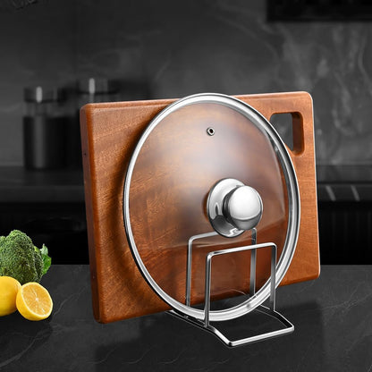 Multifunctional Cutting Board Organizer, Pot Lid Organizer, 18/8 Stainless Steel Kitchen Storage Rack for Lids, Boards, Knife, Spoon and Shovel, Knife Block Holder with Drain Tray