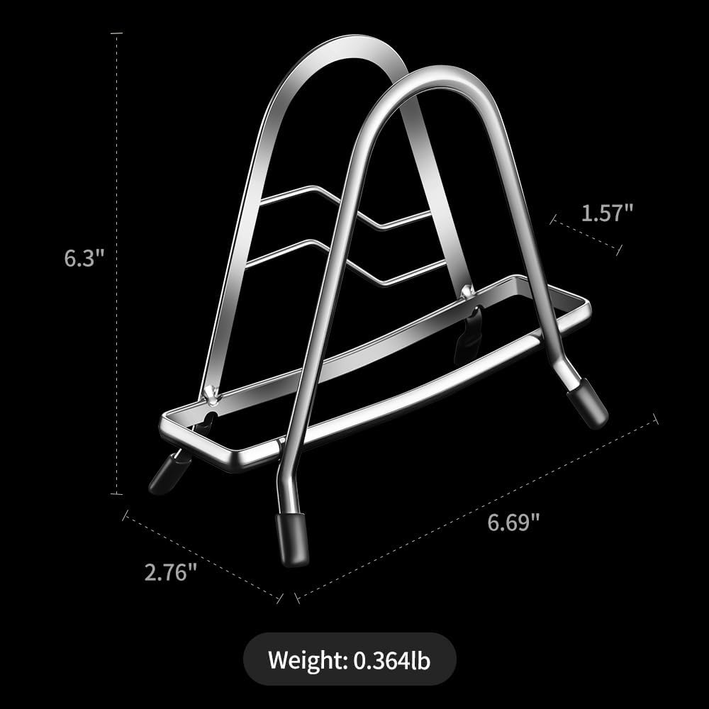 Multifunctional Cutting Board Organizer, Pot Lid Organizer, 18/8 Stainless Steel Kitchen Storage Rack for Lids, Boards, Knife, Spoon and Shovel, Knife Block Holder with Drain Tray