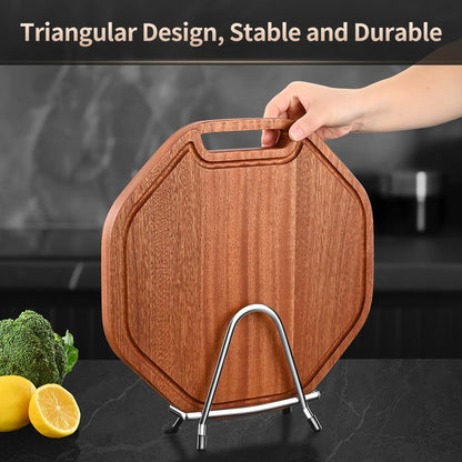Multifunctional Cutting Board Organizer, Pot Lid Organizer, 18/8 Stainless Steel Kitchen Storage Rack for Lids, Boards, Knife, Spoon and Shovel, Knife Block Holder with Drain Tray