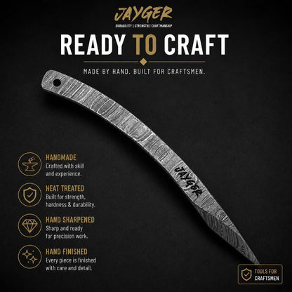 Handmade Kiridashi Knife – Precision Japanese Left Hand Marking Tool – Damascus Steel Curved Blade – Compact Carving & Craft Knife for Woodworking, Leatherwork, DIY & Artisan Use