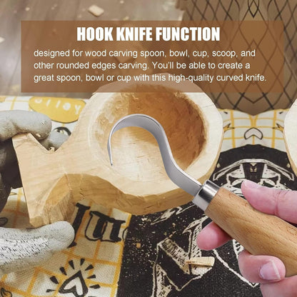 Wood Hook Knife Carving Tool for Carving Spoons Bowls Cups Crooked for Professional Spoon Carvers and Beginners