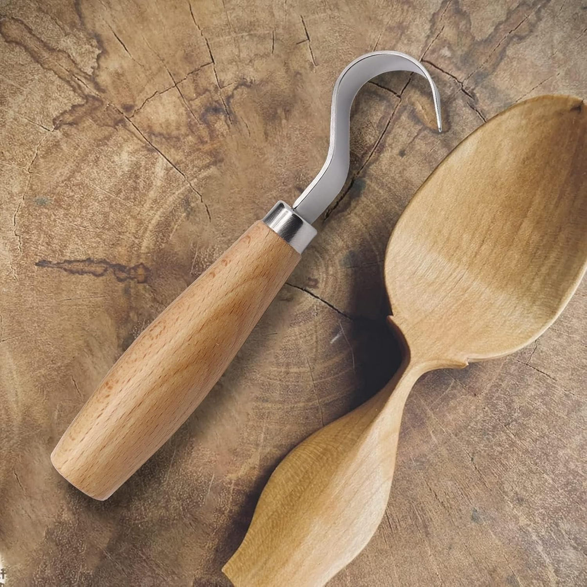 Wood Hook Knife Carving Tool for Carving Spoons Bowls Cups Crooked for Professional Spoon Carvers and Beginners