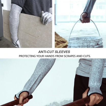 Cut Resistant Sleeves with Thumb Hole, Level 5 Protection, Slash Resistant Safety Protective Arm Sleeves, Safety Arm Guard for Garden Kitchen Yard Work Warehouse Farm (Size M)