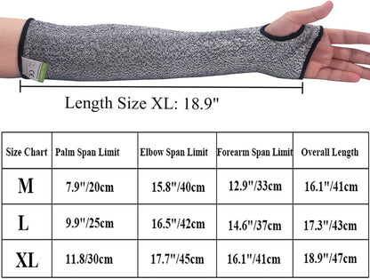 Cut Resistant Sleeves with Thumb Hole, Level 5 Protection, Slash Resistant Safety Protective Arm Sleeves, Safety Arm Guard for Garden Kitchen Yard Work Warehouse Farm (Size M)