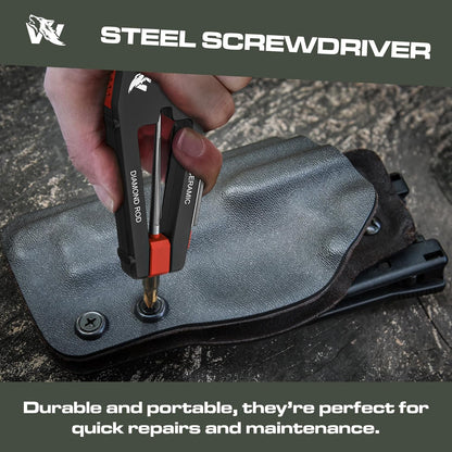 Blade Professor - Pocket Knife Sharpener - 7 in 1 Portable Handheld Tool with Tungsten Ceramic and Diamond Rods - Compact Portable Knife Sharpener for Hunting, Camping and EDC
