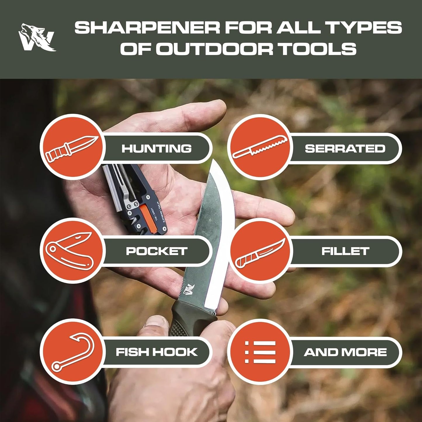 Blade Professor - Pocket Knife Sharpener - 7 in 1 Portable Handheld Tool with Tungsten Ceramic and Diamond Rods - Compact Portable Knife Sharpener for Hunting, Camping and EDC
