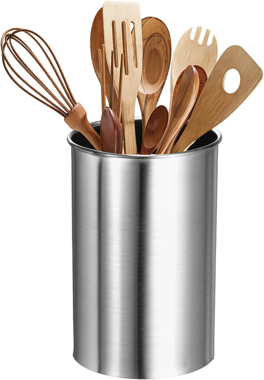 Kitchen Utensil Holder, 3.1x4.7 Stainless Steel Utensil Cutlery Holder Cooking Flatware Organizer for Kitchen Restaurant Countertop Fork, Straw, Knives, Spoon, Chopstick, Silver