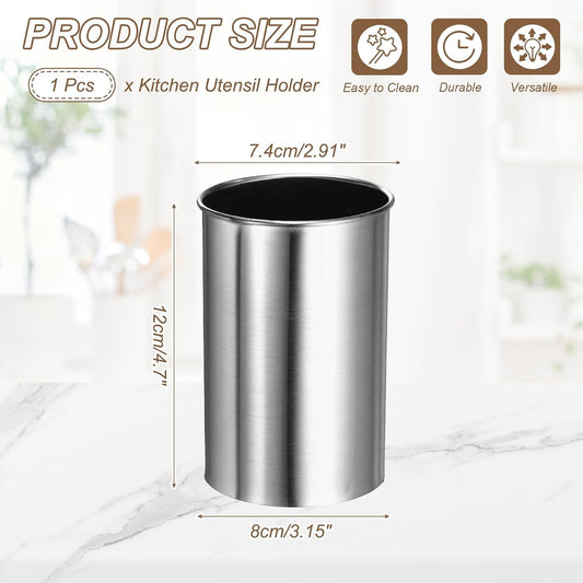 Kitchen Utensil Holder, 3.1x4.7 Stainless Steel Utensil Cutlery Holder Cooking Flatware Organizer for Kitchen Restaurant Countertop Fork, Straw, Knives, Spoon, Chopstick, Silver