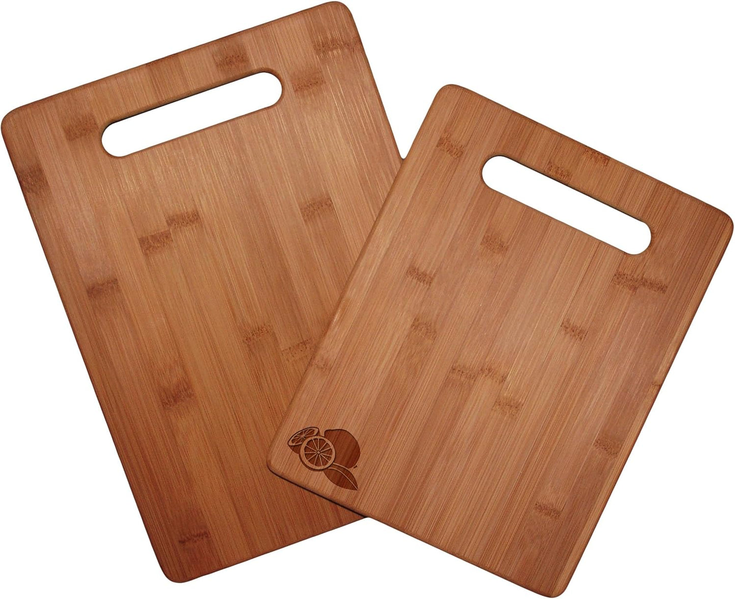 2-Piece Bamboo Cutting Board Set, Wood Cutting Boards for Kitchen, Reversible Chopping Boards with Handles in Medium and Large Sizes