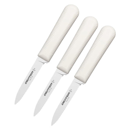 3-Pack S104SC Paring Knives | 3¼" Scalloped Stainless Steel Blades | Textured Slip-Resistant Polypropylene Handles | NSF Certified | Made in USA