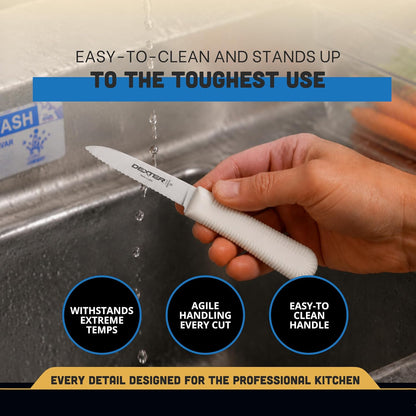 3-Pack S104SC Paring Knives | 3¼" Scalloped Stainless Steel Blades | Textured Slip-Resistant Polypropylene Handles | NSF Certified | Made in USA