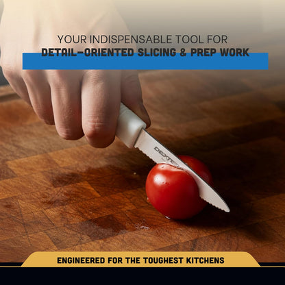3-Pack S104SC Paring Knives | 3¼" Scalloped Stainless Steel Blades | Textured Slip-Resistant Polypropylene Handles | NSF Certified | Made in USA