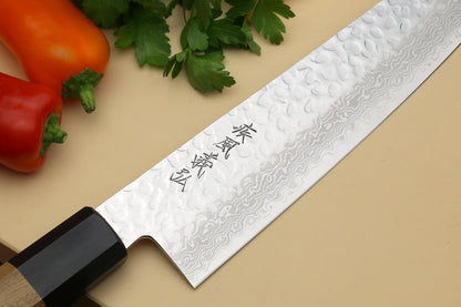 Yoshihiro VG10 46 Layers Hammered Damascus Gyuto Japanese Chefs Knife (Octagonal Ambrosia Handle) (8.25" (210mm)