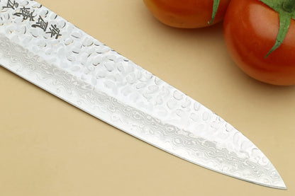 Yoshihiro VG10 46 Layers Hammered Damascus Gyuto Japanese Chefs Knife (Octagonal Ambrosia Handle) (8.25" (210mm)