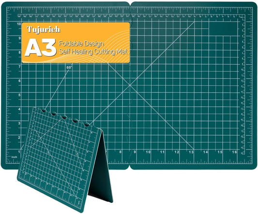 Foldable Self-Healing Cutting Mat, 17" x 11", Double-Sided Rotary Cutting Mat for Sewing, Quilting, Scrapbooking, Fabric Craft & Hobby Use, Craft Cutting Board(A3)