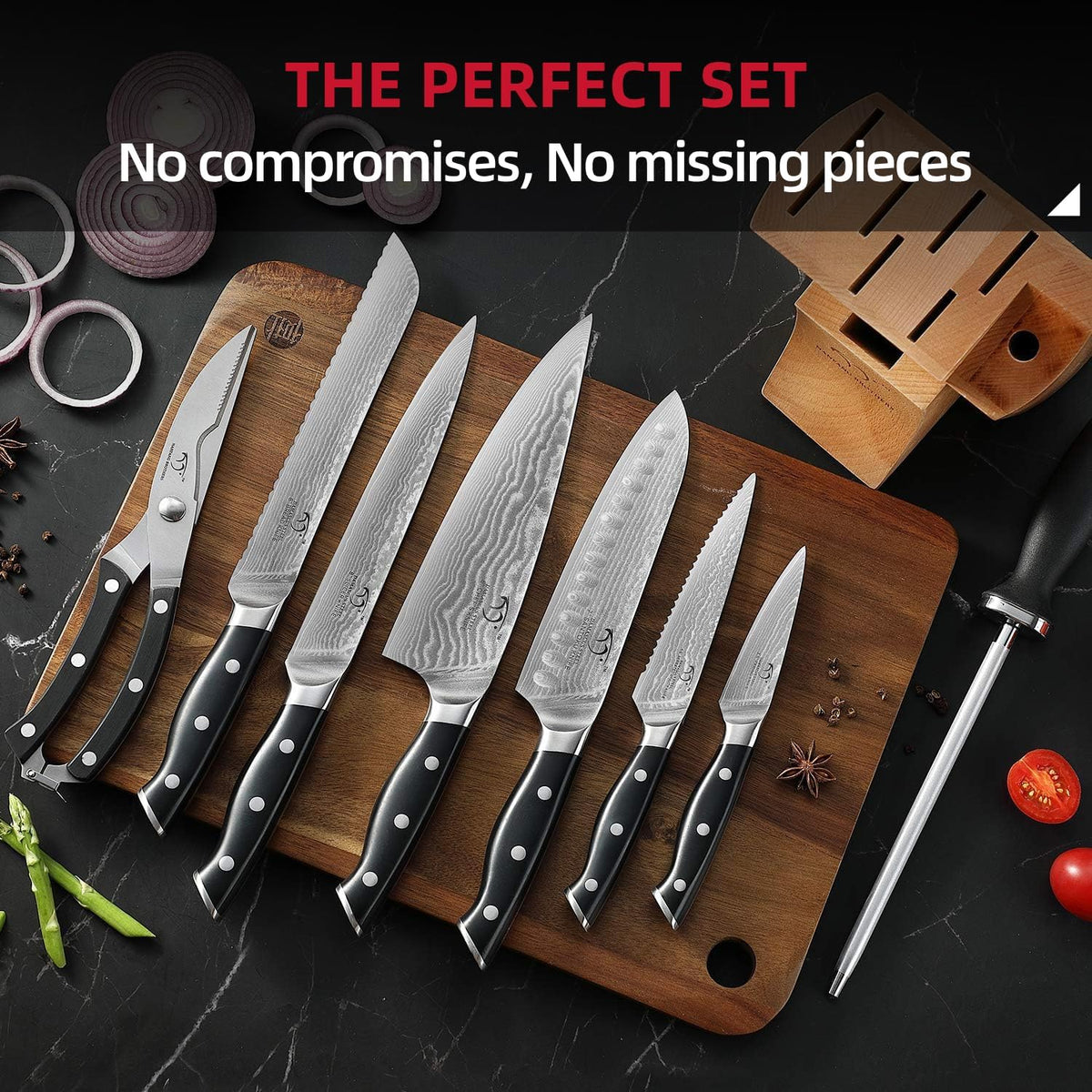 VG10 Damascus Knife Set, ABS Handle