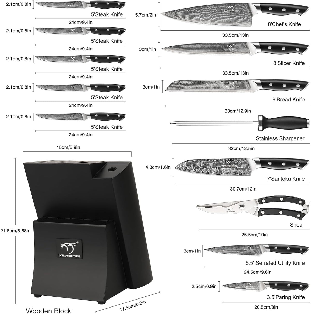 VG10 Damascus Knife Set, ABS Handle