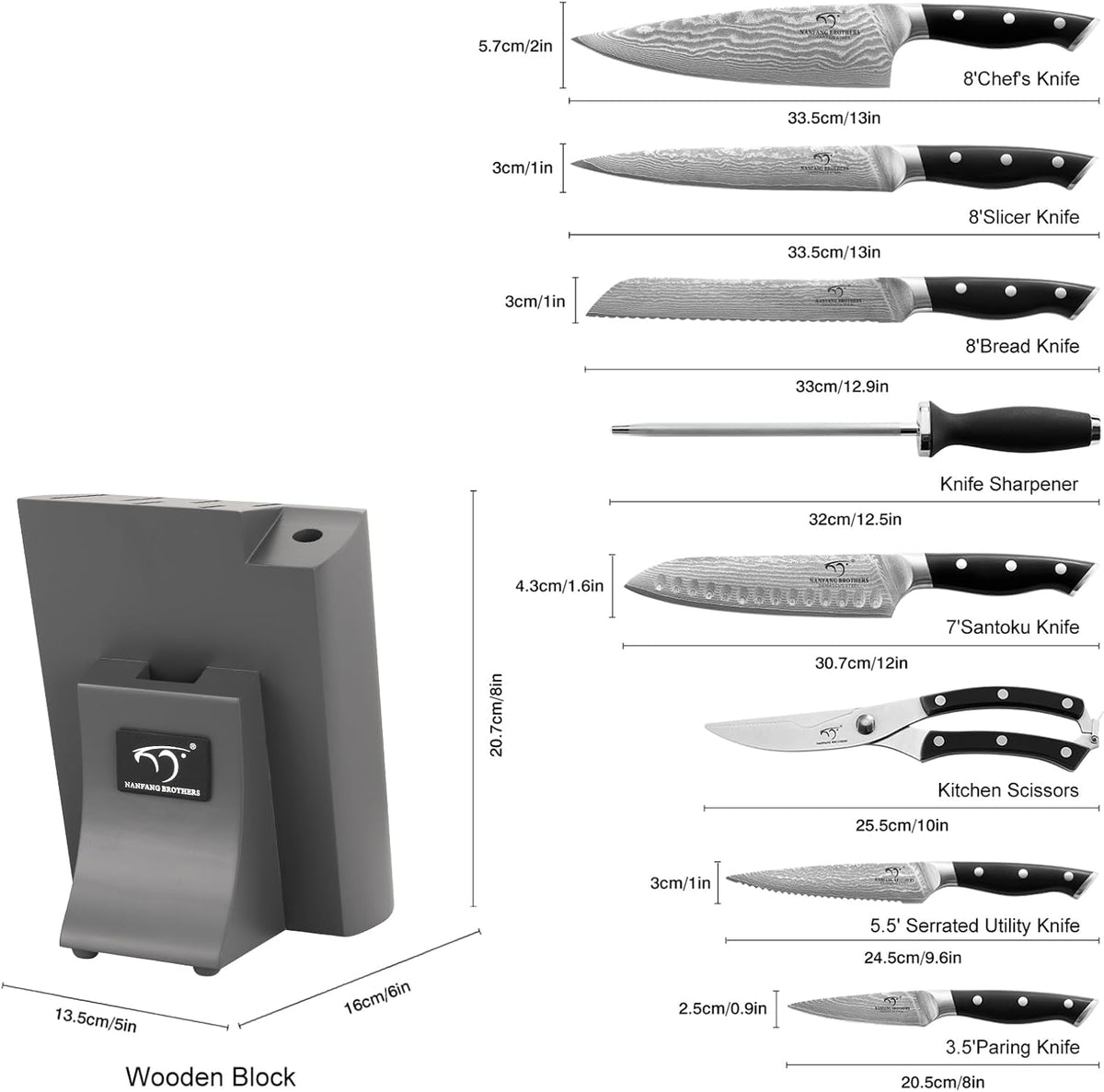 VG10 Damascus Knife Set, ABS Handle