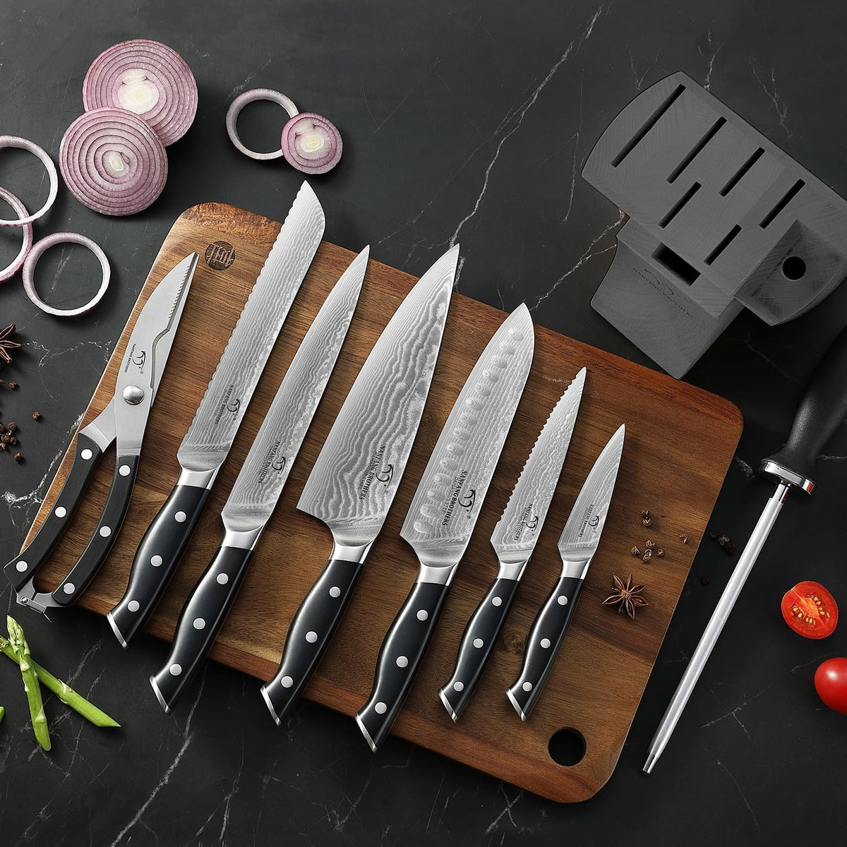 VG10 Damascus Knife Set, ABS Handle