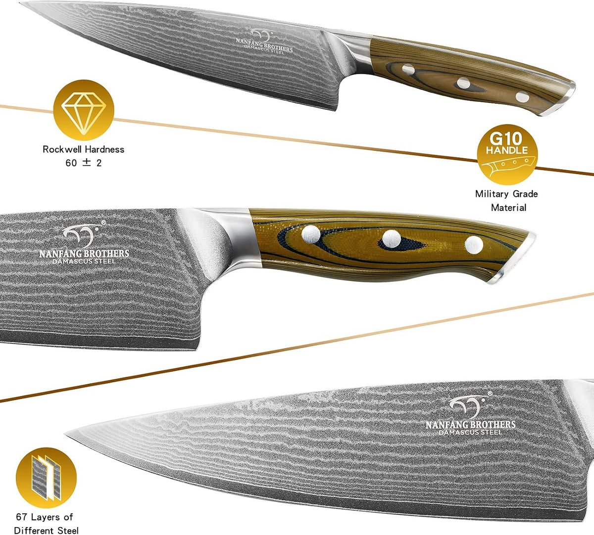 VG10 Damascus Knife Set, ABS Handle