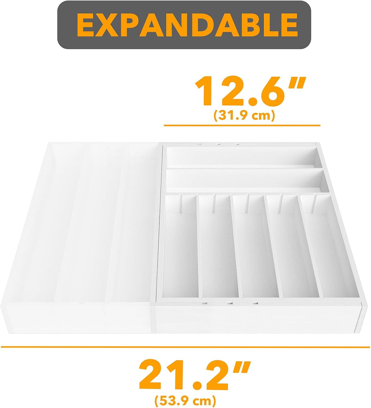2.5" High Bamboo Silverware Drawer Organizer with Labels, Kitchen Utensil Expandable Tray Holder for Flatware, Cutlery, Spoon and Knives Drawer Storage Organization (Natural)