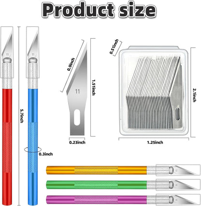 55 Pack Exacto Knife, Hobby Knife Set with 5 Craft Knives and 50 Precision Knife Blades(#11) for Art,Scrapbooking,Carving, DIY, Cutting, Stenciling