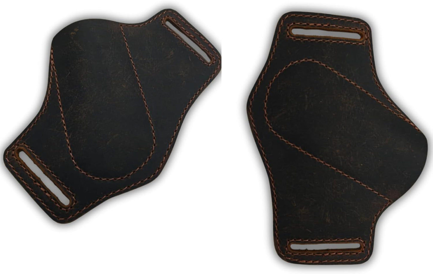 Handmade Leather Knife Sheath for Belt, EDC Folding Knife Holster for Men, Cross Draw Open Top Right-Hand Carry Sheath for 5 Inch Pocket Knife, Dark Brown
