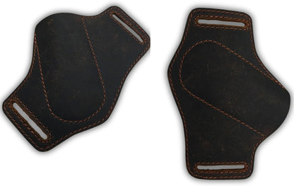 Handmade Leather Knife Sheath for Belt, EDC Folding Knife Holster for Men, Cross Draw Open Top Right-Hand Carry Sheath for 5 Inch Pocket Knife, Dark Brown