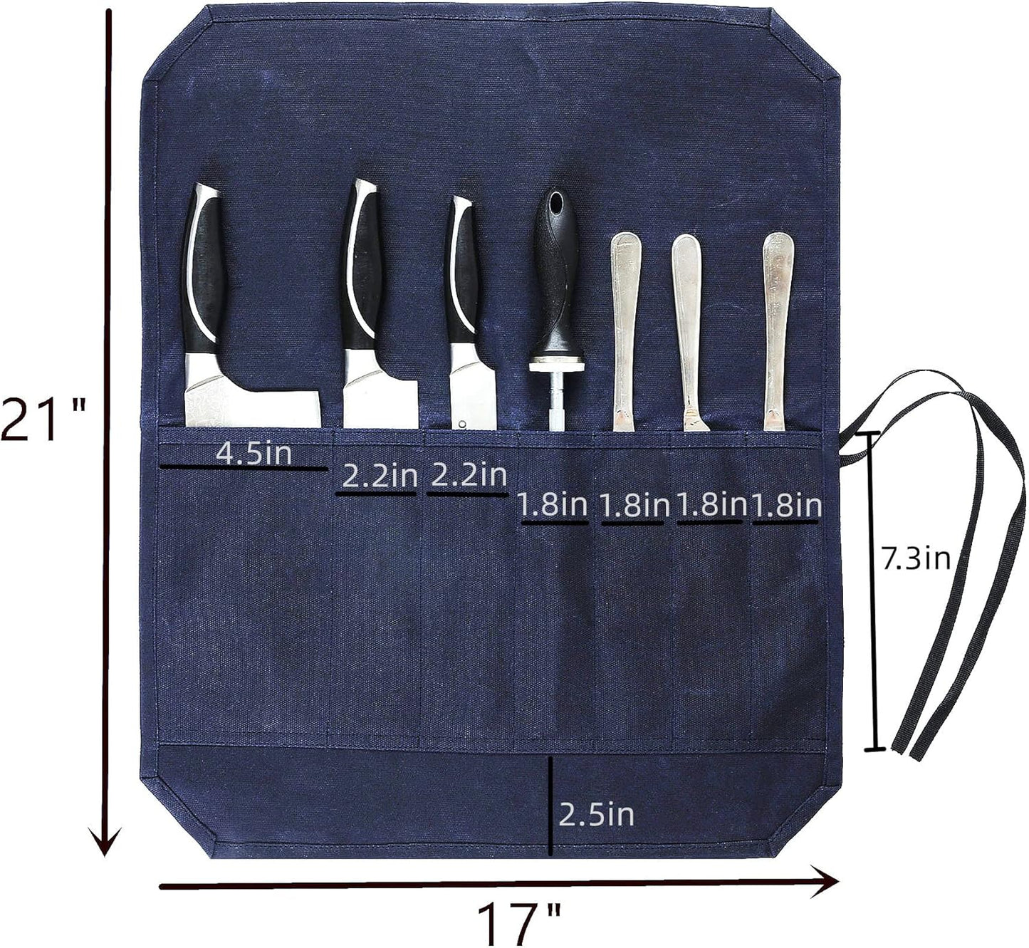 Heavy Duty Waxed Canvas Knife Roll Bag, Portable Chef Knife bag, Durable (Army Green)