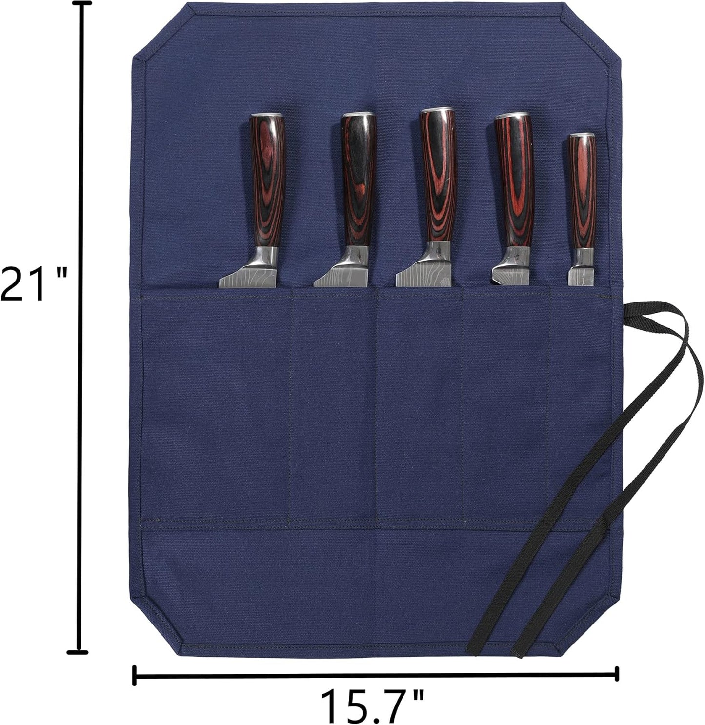 Heavy Duty Waxed Canvas Knife Roll Bag, Portable Chef Knife bag, Durable (Army Green)