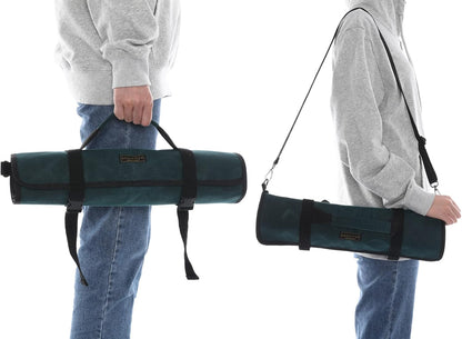 Heavy Duty Waxed Canvas Knife Roll Bag, Portable Chef Knife bag, Durable (Army Green)