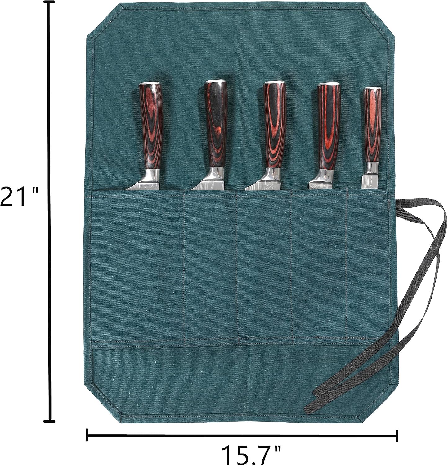 Heavy Duty Waxed Canvas Knife Roll Bag, Portable Chef Knife bag, Durable (Army Green)