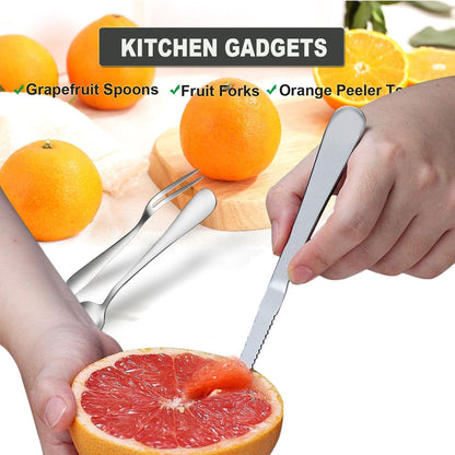 Grapefruit Spoons Serrated Edge Stainless Steel Grapefruit Utensils Tool Dessert Spoons for Citrus Lemon Kiwi Salads Melon Lime Pitaya Apple Fruit Puree