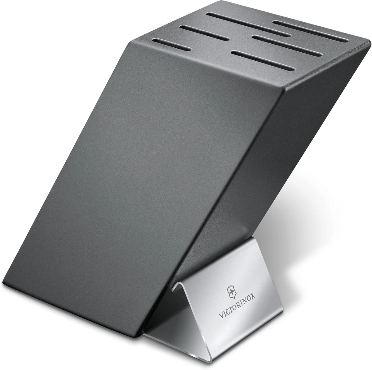 Swiss Modern Beech Wood Knife Block Safe Storage Space Saving Empty Charcoal Finish