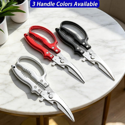 Heavy Duty Poultry Shears, Multi-functional Kitchen Scissors | Sharp, Durable, Multi-Purpose, Spring Loaded, Non-Slip Handles, Safety Lock, Rust Resistant, Dishwasher Safe