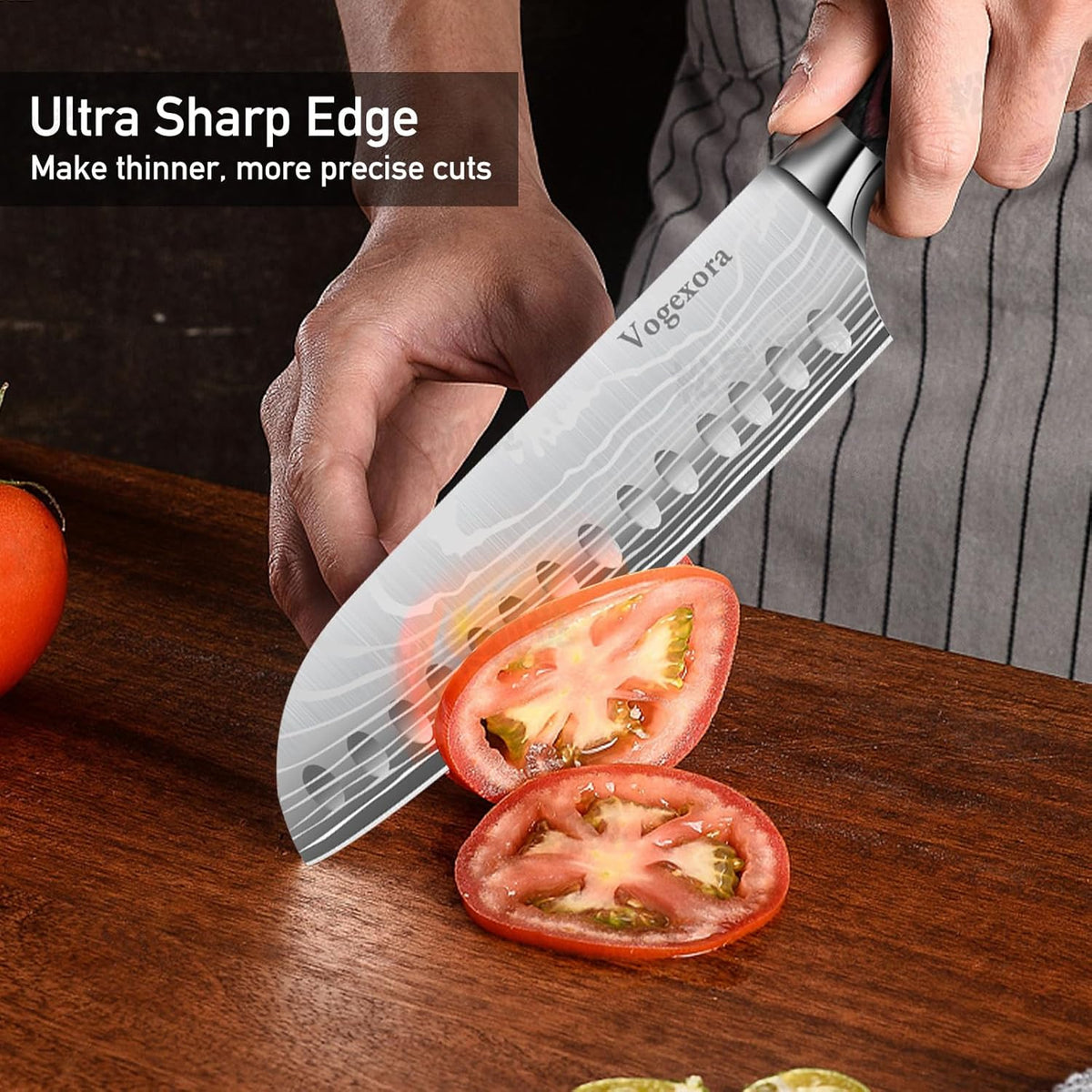 5 Pcs Chefs Kitchen Sharp Knife Set - Japanese Professional Cooking Cutting Knives for Meat Vegetable Bread and Paring, High Carbon Stainless Steel Santoku