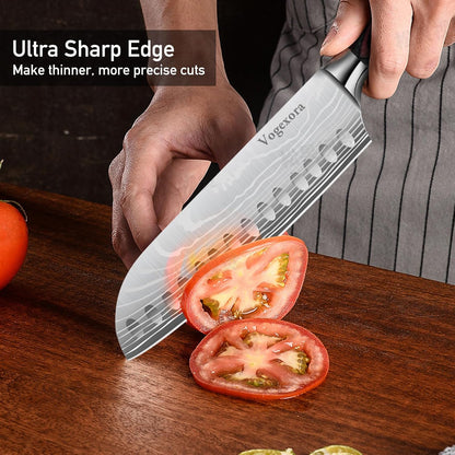 5 Pcs Chefs Kitchen Sharp Knife Set - Japanese Professional Cooking Cutting Knives for Meat Vegetable Bread and Paring, High Carbon Stainless Steel Santoku