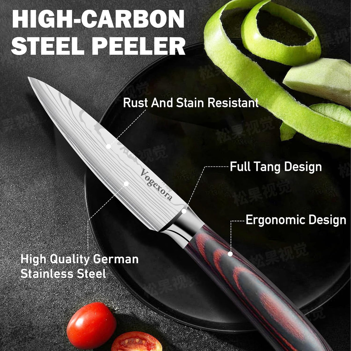 5 Pcs Chefs Kitchen Sharp Knife Set - Japanese Professional Cooking Cutting Knives for Meat Vegetable Bread and Paring, High Carbon Stainless Steel Santoku