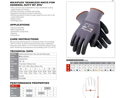 34-8743 Nitrile Cut Resistant Coated Work Gloves with Green Knit Shell and Premium Nitrile Coated Ending, 1 pack