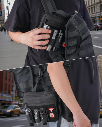 VE41 EDC Knife Pouch with 11 Compartments, Pocket Knife Holder for Men, Tool Organizer Pouch for Folding Knives Flashlights Multitools