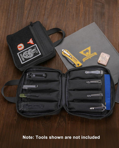 VE41 EDC Knife Pouch with 11 Compartments, Pocket Knife Holder for Men, Tool Organizer Pouch for Folding Knives Flashlights Multitools