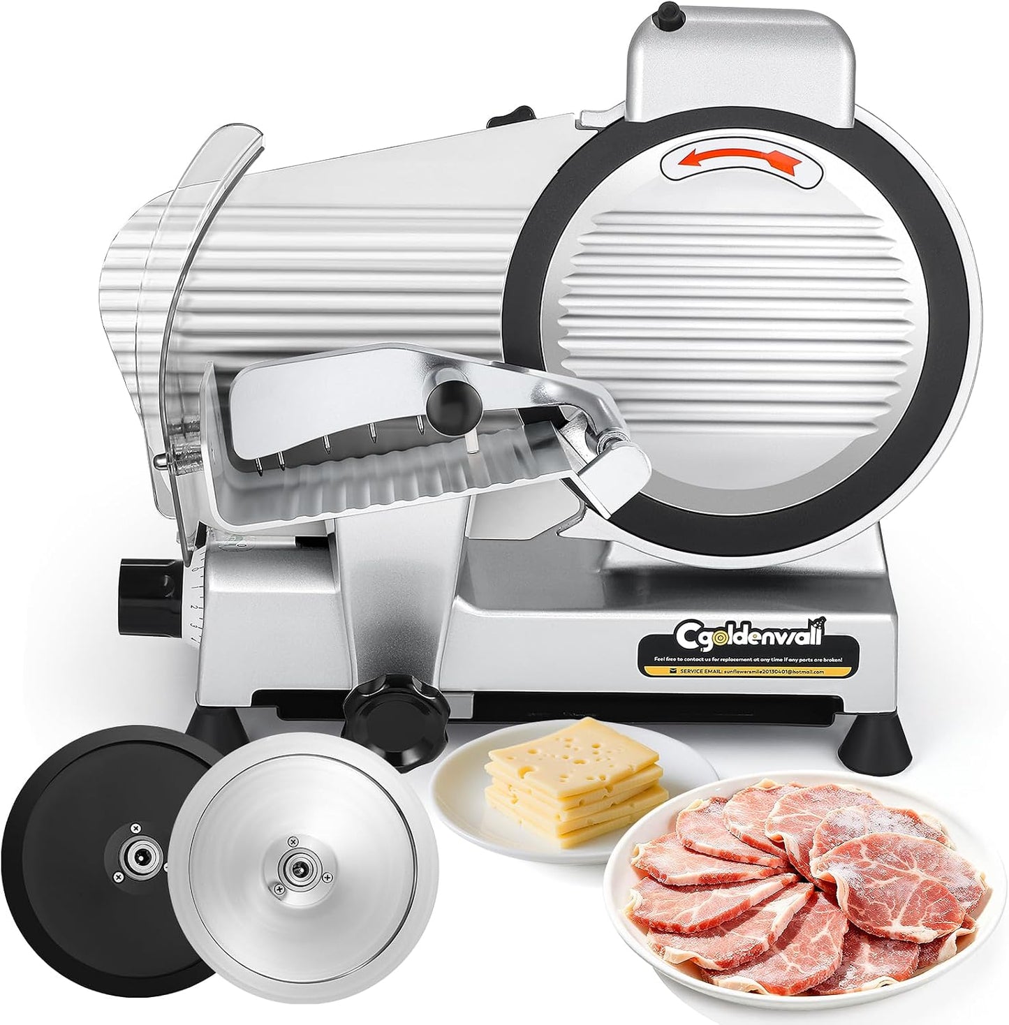 Meat Slicer Machine, 10" 240W Electric Deli Meat Cheese Food Slicer, 0-1/2" Adjustable Thickness Semi-Auto Frozen Meat Slicer for Home & Commercial, Copper Motor Low Noise Durable