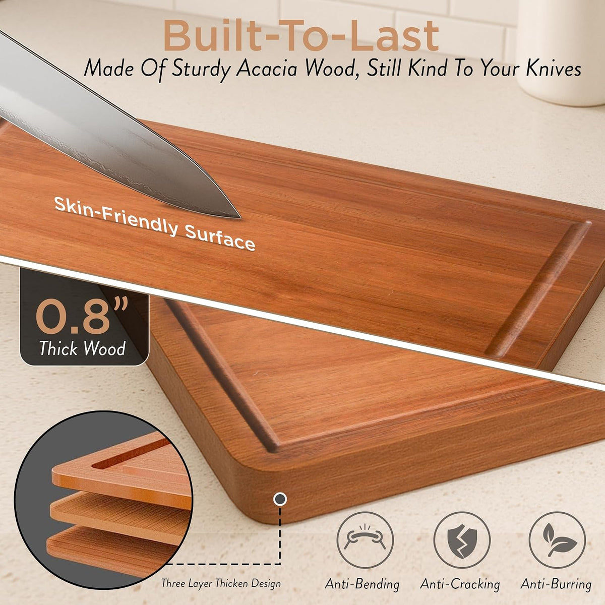 Acacia wood Cutting Board – 11 PCS set, Extra large wood cutting boards with holder, Deep Juice Grooves, Halloween Charcuterie Board, Cutting boards non toxic for kitchen, Ideal Gift for Birthday