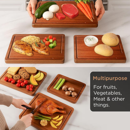 Acacia wood Cutting Board – 11 PCS set, Extra large wood cutting boards with holder, Deep Juice Grooves, Halloween Charcuterie Board, Cutting boards non toxic for kitchen, Ideal Gift for Birthday