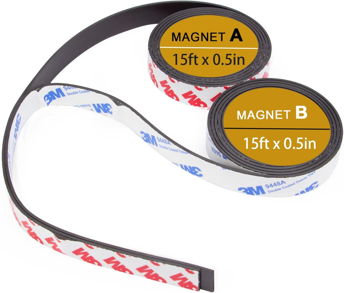 10 Pack=5 Pairs, A+B Paired Magnetic Tape with Adhesive Backing, Each 12in x 1in x 0.08in AB Pairing Magnet Strips Match to Use for DIY Closure Craftings