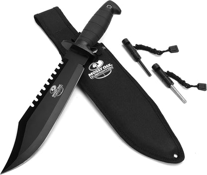 15-inch Survival Knife with Sharpener and Fire Starter