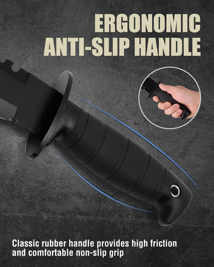 15-inch Survival Knife with Sharpener and Fire Starter
