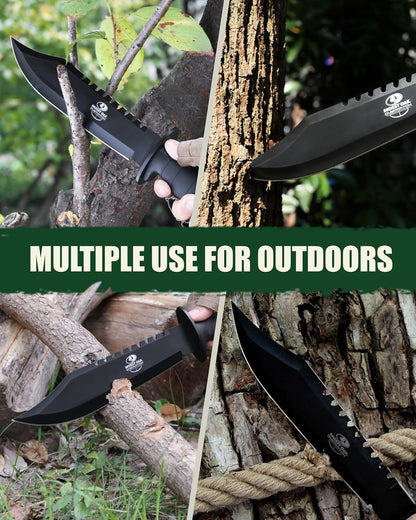 15-inch Survival Knife with Sharpener and Fire Starter