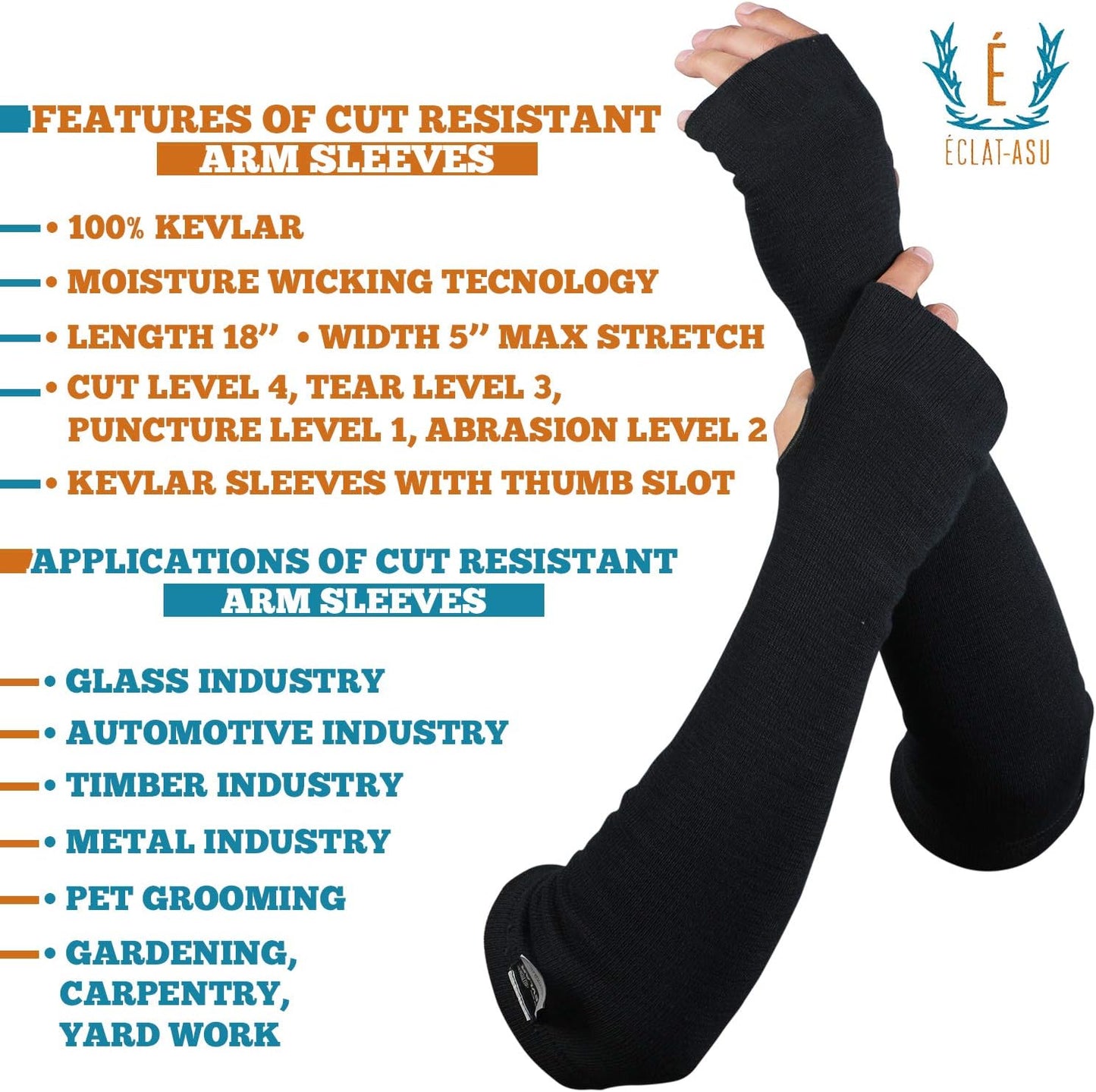 Cut Heat Bite Resistant Arm Sleeves –EN388 Certified Arm Protection Sleeve for Welding, Cooking, Cat & Dog Handling